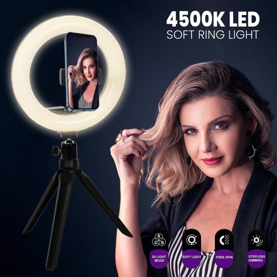 GloboStar® 75800 Professional Digital Ring Light Φ20cm LED SMD 20W 2000lm 180° DC 5V με Καλώδιο Τροφοδοσίας USB - Ενσωματωμένο Χειριστήριο Εναλλαγής Χρωμάτων & 1 Βάση Τηλεφώνου - Πολύχρωμο RGBW+WW Dimmable GloboStar® 75800 Professional Digital Ring Light Φ20cm LED SMD 20W 2000lm 180° DC 5V με Καλώδιο Τροφοδοσίας USB - Ενσωματωμένο Χειριστήριο Εναλλαγής Χρωμάτων & 1 Βάση Τηλεφώνου - Πολύχρωμο RGBW+WW Dimmable