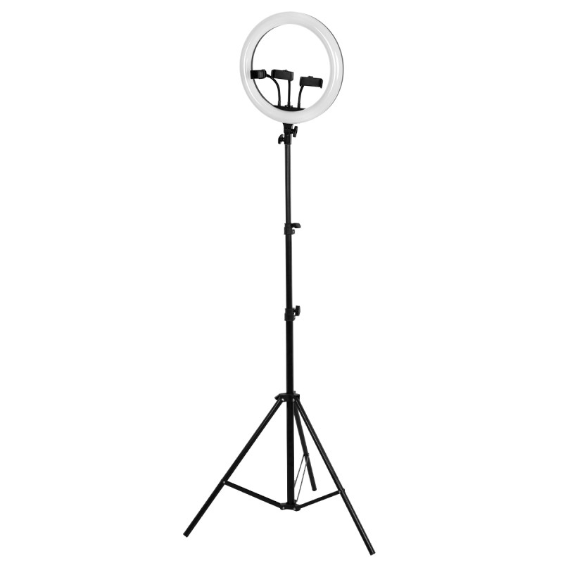 GloboStar® 75803 Professional Digital Ring Light Φ36cm LED SMD 50W 5000lm 180° DC 5V με Καλώδιο Τροφοδοσίας USB - Ενσωματωμένο και Ασύρματο Χειριστήριο RF 2.4Ghz Εναλλαγής Χρωμάτων & 3 Βάσεις Τηλεφώνου - Πολύχρωμο RGBW+WW Dimmable