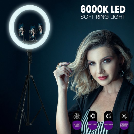 GloboStar® 75805 Professional Digital Ring Light Φ46cm LED SMD 70W 7000lm 180° AC 230V με Καλώδιο Τροφοδοσίας Πρίζας - Ασύρματο Χειριστήριο RF 2.4Ghz Εναλλαγής Χρωμάτων & 3 Βάσεις Τηλεφώνου - Πολύχρωμο RGBW+WW Dimmable GloboStar® 75805 Professional Digital Ring Light Φ46cm LED SMD 70W 7000lm 180° AC 230V με Καλώδιο Τροφοδοσίας Πρίζας - Ασύρματο Χειριστήριο RF 2.4Ghz Εναλλαγής Χρωμάτων & 3 Βάσεις Τηλεφώνου - Πολύχρωμο RGBW+WW Dimmable