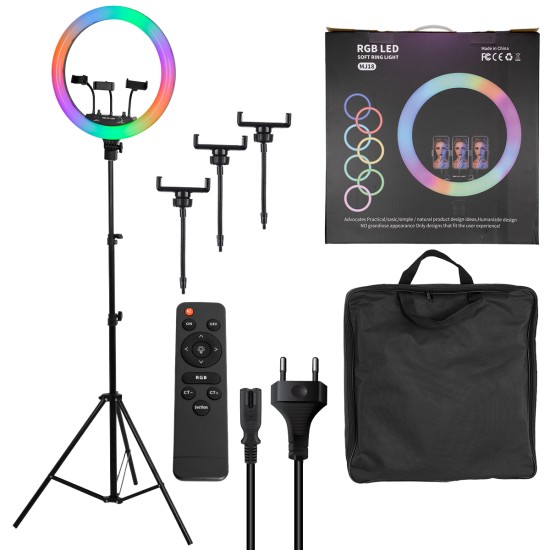GloboStar® 75805 Professional Digital Ring Light Φ46cm LED SMD 70W 7000lm 180° AC 230V με Καλώδιο Τροφοδοσίας Πρίζας - Ασύρματο Χειριστήριο RF 2.4Ghz Εναλλαγής Χρωμάτων & 3 Βάσεις Τηλεφώνου - Πολύχρωμο RGBW+WW Dimmable GloboStar® 75805 Professional Digital Ring Light Φ46cm LED SMD 70W 7000lm 180° AC 230V με Καλώδιο Τροφοδοσίας Πρίζας - Ασύρματο Χειριστήριο RF 2.4Ghz Εναλλαγής Χρωμάτων & 3 Βάσεις Τηλεφώνου - Πολύχρωμο RGBW+WW Dimmable