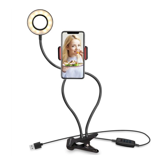 GloboStar® 75809 Professional Digital Ring Light Φ9cm LED SMD 10W 1000lm 180° DC 5V με Καλώδιο Τροφοδοσίας USB - Ενσωματωμένο Χειριστήριο Εναλλαγής Χρωμάτων & 1 Βάση Τηλεφώνου - CCT Θερμό Λευκό 3000K - Φυσικό Λευκό 4500K - Ψυχρό Λευκό 6000K Dimmable Μ
