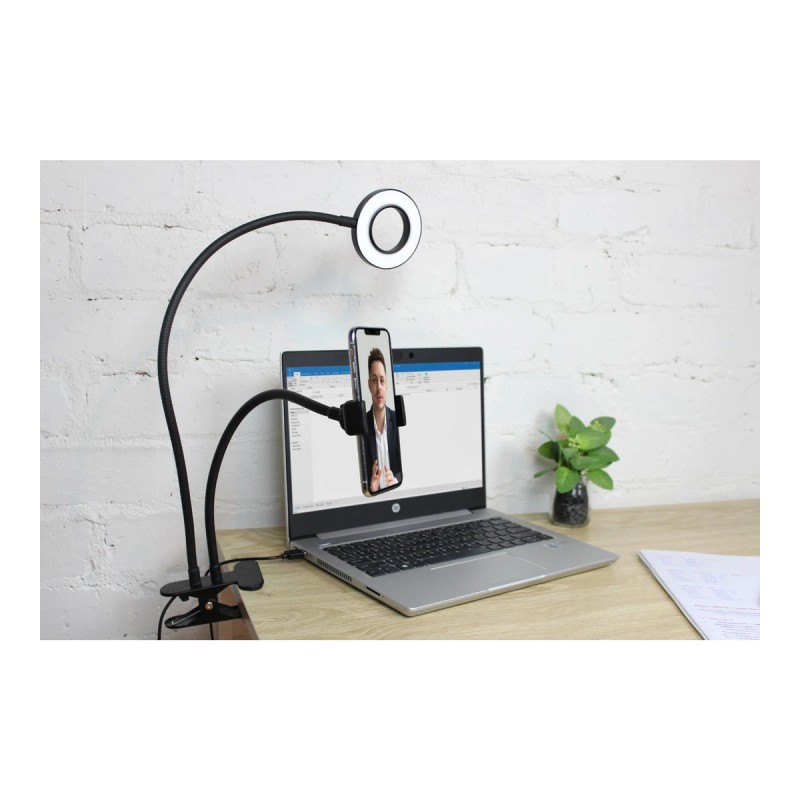 GloboStar® 75809 Professional Digital Ring Light Φ9cm LED SMD 10W 1000lm 180° DC 5V με Καλώδιο Τροφοδοσίας USB - Ενσωματωμένο Χειριστήριο Εναλλαγής Χρωμάτων & 1 Βάση Τηλεφώνου - CCT Θερμό Λευκό 3000K - Φυσικό Λευκό 4500K - Ψυχρό Λευκό 6000K Dimmable Μ