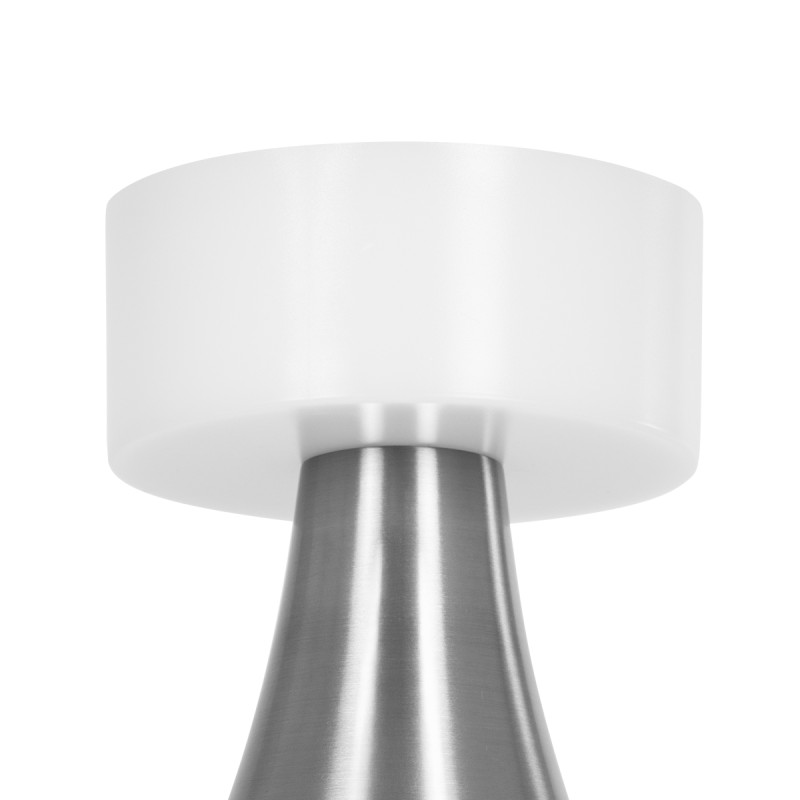 GloboStar® DOLLY 76468 Μοντέρνο Επιτραπέζιο Φωτιστικό Πορτατίφ LED 1.5W 105lm 120° DC 5V Επαναφορτιζόμενο με Μπαταρία Li-ion 1800mAh - Διακόπτη Αφής με 3 Εναλλαγές Φωτισμού CCT Θερμό - Φυσικό - Ψυχρό 1500K - 4500K - 6000K Dimmable - D9 x 21cm - Ασημί