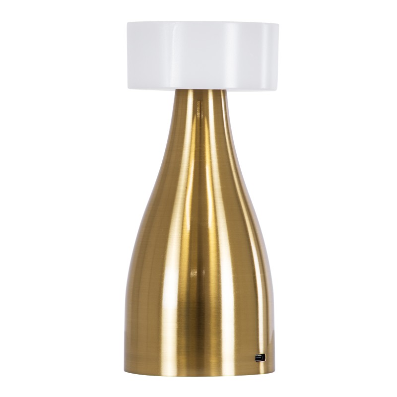 GloboStar® DOLLY 76470 Μοντέρνο Επιτραπέζιο Φωτιστικό Πορτατίφ LED 1.5W 105lm 120° DC 5V Επαναφορτιζόμενο με Μπαταρία Li-ion 1800mAh - Διακόπτη Αφής με 3 Εναλλαγές Φωτισμού CCT Θερμό - Φυσικό - Ψυχρό 1500K - 4500K - 6000K Dimmable - D9 x 21cm - Χρυσό