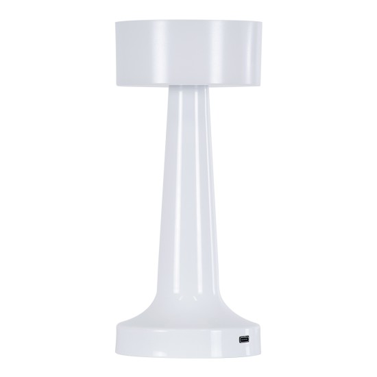 GloboStar® NANNA 76471 Μοντέρνο Επιτραπέζιο Φωτιστικό Πορτατίφ LED 1.5W 105lm 120° DC 5V Επαναφορτιζόμενο με Μπαταρία Li-ion 1800mAh - Διακόπτη Αφής με 3 Εναλλαγές Φωτισμού CCT Θερμό - Φυσικό - Ψυχρό 1500K - 4500K - 6000K Dimmable - D9 x 21cm - Λευκό