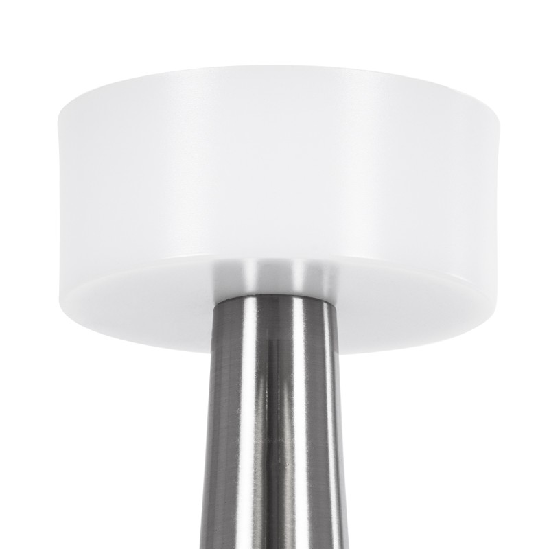 GloboStar® NANNA 76473 Μοντέρνο Επιτραπέζιο Φωτιστικό Πορτατίφ LED 1.5W 105lm 120° DC 5V Επαναφορτιζόμενο με Μπαταρία Li-ion 1800mAh - Διακόπτη Αφής με 3 Εναλλαγές Φωτισμού CCT Θερμό - Φυσικό - Ψυχρό 1500K - 4500K - 6000K Dimmable - D9 x 21cm - Ασημί