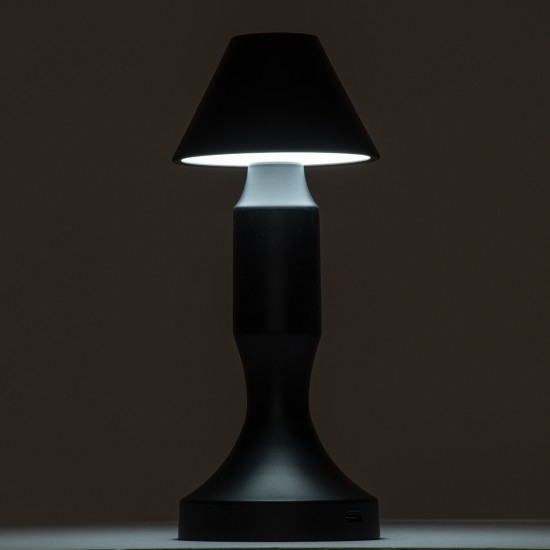 GloboStar® LUNNA 76476 Μοντέρνο Επιτραπέζιο Φωτιστικό Πορτατίφ LED 1.5W 105lm 120° DC 5V Επαναφορτιζόμενο με Μπαταρία Li-ion 1800mAh - Διακόπτη Αφής με 3 Εναλλαγές Φωτισμού CCT Θερμό - Φυσικό - Ψυχρό 1500K - 4500K - 6000K Dimmable - D9 x 23cm - Λευκό