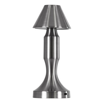 GloboStar® LUNNA 76478 Επαναφορτιζόμενο Επιτραπέζιο Φωτιστικό Πορτατίφ LED 1.5W 105lm 120° DC 5V IP44 CCT Ultra Θερμό 1500K - Φυσικό Λευκό 4500K - Ψυχρό Λευκό 6000K Dimmable Ασημί Πλαστικό - Μ9 x Π9 x Υ23cm - 2 Χρόνια Εγγύηση