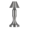 GloboStar® LUNNA 76478 Μοντέρνο Επιτραπέζιο Φωτιστικό Πορτατίφ LED 1.5W 105lm 120° DC 5V Επαναφορτιζόμενο με Μπαταρία Li-ion 1800mAh - Διακόπτη Αφής με 3 Εναλλαγές Φωτισμού CCT Θερμό - Φυσικό - Ψυχρό 1500K - 4500K - 6000K Dimmable - D9 x 23cm - Ασημί
