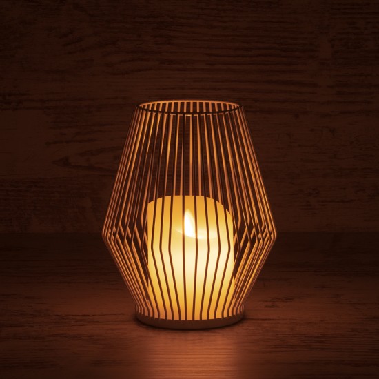 GloboStar® CANDLE 76489 Διακοσμητικό Realistic Κερί με LED Εφέ Κινούμενης Φλόγας - Μπαταρίας 2 x AA (Δεν Συμπεριλαμβάνονται) & Ασύρματο Χειριστήριο IR Θερμό Λευκό 2700K Dimmable Λευκό Φ16 x Υ18cm