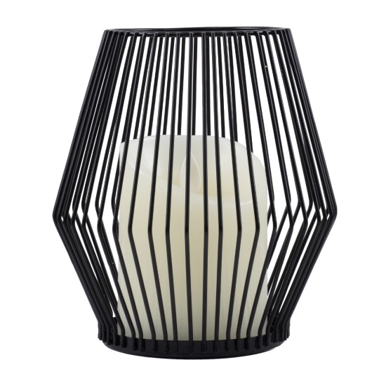 GloboStar® CANDLE 76493 Διακοσμητικό Realistic Κερί με LED Εφέ Κινούμενης Φλόγας - Μπαταρίας 2 x AA (Δεν Συμπεριλαμβάνονται) & Ασύρματο Χειριστήριο IR Θερμό Λευκό 2700K Dimmable Μαύρο Φ14 x Υ16cm
