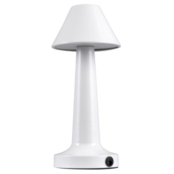 GloboStar® MOLLY 76514 Επαναφορτιζόμενο Επιτραπέζιο Φωτιστικό Πορτατίφ LED 1.5W 105lm 120° DC 5V IP44 Θερμό Λευκό 2700K Dimmable Λευκό Αλουμίνιο - Μ10 x Π10 x Υ23cm - 2 Xρόνια Εγγύηση