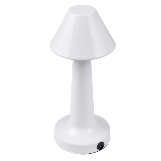 GloboStar® MOLLY 76514 Μοντέρνο Επιτραπέζιο Φωτιστικό Πορτατίφ LED 1.5W 105lm 120° DC 5V Επαναφορτιζόμενο με Μπαταρία Li-ion 1800mAh - Διακόπτη Αφής με 3 Εντάσεις Φωτισμού Θερμό Λευκό 2700K Dimmable - Φ10 x 23cm - Λευκό
