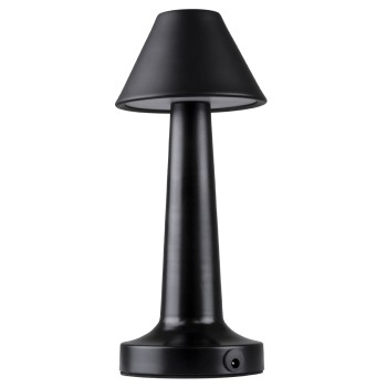 GloboStar® MOLLY 76515 Επαναφορτιζόμενο Επιτραπέζιο Φωτιστικό Πορτατίφ LED 1.5W 105lm 120° DC 5V IP44 Θερμό Λευκό 2700K Dimmable Μαύρο Αλουμίνιο - Μ10 x Π10 x Υ23cm - 2 Xρόνια Εγγύηση