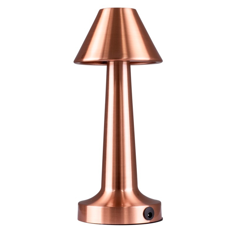 GloboStar® MOLLY 76517 Μοντέρνο Επιτραπέζιο Φωτιστικό Πορτατίφ LED 1.5W 105lm 120° DC 5V Επαναφορτιζόμενο με Μπαταρία Li-ion 1800mAh - Διακόπτη Αφής με 3 Εντάσεις Φωτισμού Θερμό Λευκό 2700K Dimmable - Φ10 x 23cm - Χάλκινο