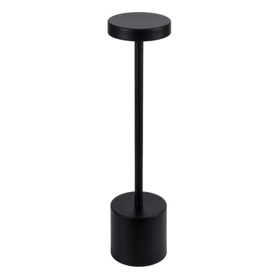 GloboStar® JOJO 76520 Μοντέρνο Επιτραπέζιο Φωτιστικό Πορτατίφ LED 1.5W 105lm 120° DC 5V Επαναφορτιζόμενο με Μπαταρία Li-ion 1800mAh - Διακόπτη Αφής με 3 Εναλλαγές Φωτισμού CCT Θερμό - Φυσικό - Ψυχρό 1500K - 4500K - 6000K Dimmable - D8 x H34cm - Μαύρο