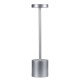 GloboStar® JOJO 76521 Μοντέρνο Επιτραπέζιο Φωτιστικό Πορτατίφ LED 1.5W 105lm 120° DC 5V Επαναφορτιζόμενο με Μπαταρία Li-ion 1800mAh - Διακόπτη Αφής με 3 Εναλλαγές Φωτισμού CCT Θερμό - Φυσικό - Ψυχρό 1500K - 4500K - 6000K Dimmable - D8 x H34cm - Ασημί