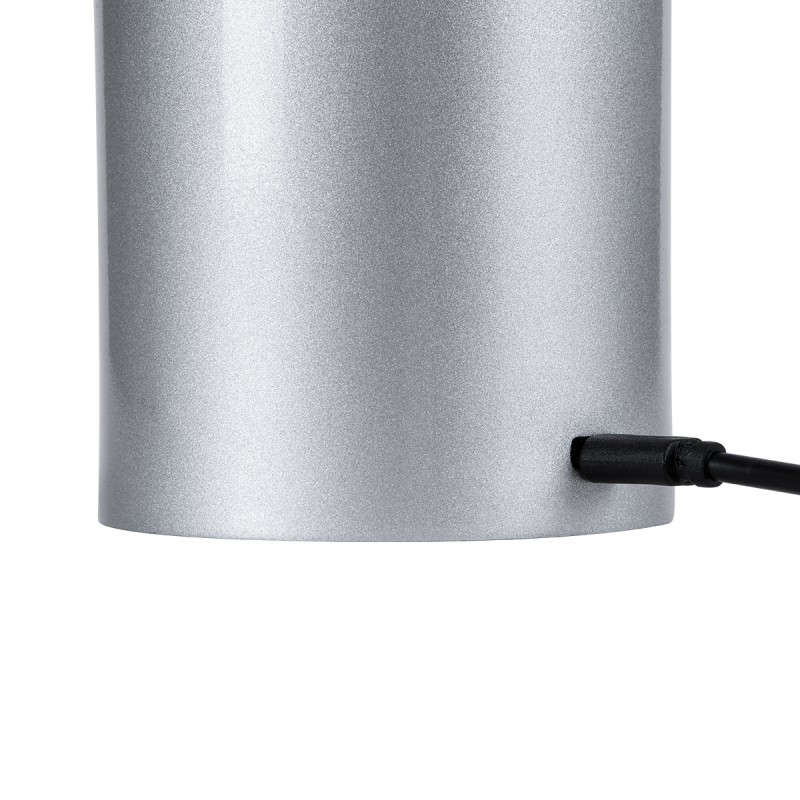 GloboStar® JOJO 76521 Μοντέρνο Επιτραπέζιο Φωτιστικό Πορτατίφ LED 1.5W 105lm 120° DC 5V Επαναφορτιζόμενο με Μπαταρία Li-ion 1800mAh - Διακόπτη Αφής με 3 Εναλλαγές Φωτισμού CCT Θερμό - Φυσικό - Ψυχρό 1500K - 4500K - 6000K Dimmable - D8 x H34cm - Ασημί