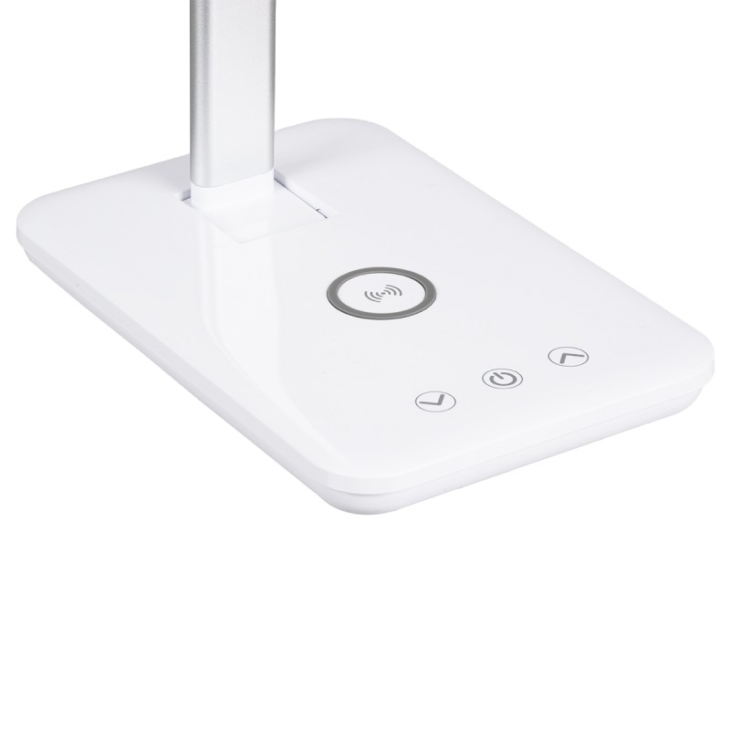 GLOBOSTAR® ONO 76532 Μοντέρνο Επιτραπέζιο Φωτιστικό Γραφείου με Ασύρματη Φόρτιση 10W 2A LED 3.5W 350lm 120° DC 5V με USB-C IP20 Ρυθμιζόμενο Λευκό CCT με Αφή 2700K/4500K/6000K Dimmable - Sanan SMD Chip - Λευκό - Μ18 x Π12 x Υ36cm - 2 Χρόνια Εγγύηση