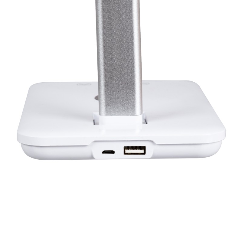 GLOBOSTAR® ONO 76532 Μοντέρνο Επιτραπέζιο Φωτιστικό Γραφείου με Ασύρματη Φόρτιση 10W 2A LED 3.5W 350lm 120° DC 5V με USB-C IP20 Ρυθμιζόμενο Λευκό CCT με Αφή 2700K/4500K/6000K Dimmable - Sanan SMD Chip - Λευκό - Μ18 x Π12 x Υ36cm - 2 Χρόνια Εγγύηση