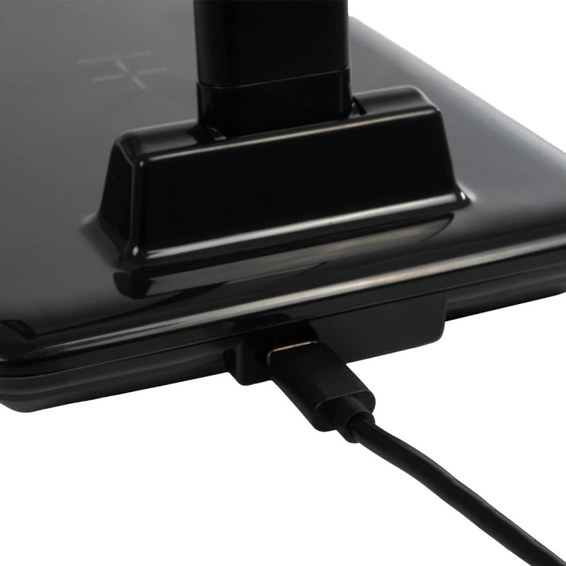 GLOBOSTAR® ONO 76533 Μοντέρνο Επιτραπέζιο Φωτιστικό Γραφείου με Ασύρματη Φόρτιση 10W 2A LED 3.5W 350lm 120° DC 5V με USB-C IP20 Ρυθμιζόμενο Λευκό CCT με Αφή 2700K/4500K/6000K Dimmable - Sanan SMD Chip - Μαύρο - Μ18 x Π12 x Υ36cm - 2 Χρόνια Εγγύηση