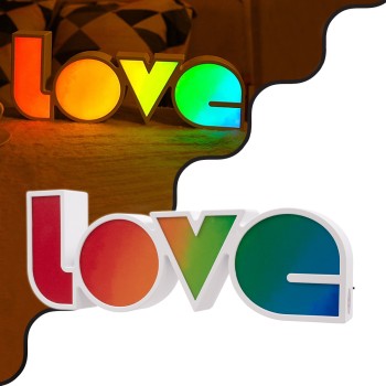 GLOBOSTAR® LOVE BOMBING 76551 Μοντέρνο Επιτραπέζιο Φωτιστικό Πορτατίφ LED 2W 120lm 180° DC 4.5V με Μπαταρίες 3xAAA IP20 Ψυχρό Λευκό 6000K - Πολύχρωμο - Μ36 x Π13.5 x Υ4.8cm - 2 Χρόνια Εγγύηση