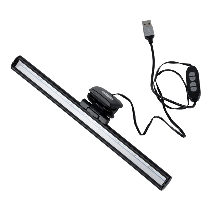 GloboStar® 76552 E-READING LIGHT Φωτιστικό Οθόνης με Χειριστήριο LED 5W 565lm 120° AC 5V IP20 CCT Θερμό Λευκό 2700K - Φυσικό Λευκό 4500K - Ψυχρό Λευκό 6000K Dimmable Μαύρο Πλαστικό Μ26 x Π4.5 x Υ4.5cm - 2 Xρόνια Εγγύηση