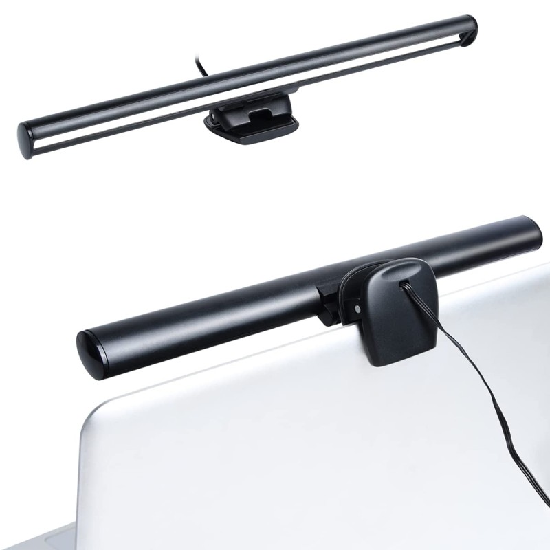 GloboStar® 76552 E-READING LIGHT Φωτιστικό Οθόνης με Χειριστήριο LED 5W 565lm 120° AC 5V IP20 CCT Θερμό Λευκό 2700K - Φυσικό Λευκό 4500K - Ψυχρό Λευκό 6000K Dimmable Μαύρο Πλαστικό Μ26 x Π4.5 x Υ4.5cm - 2 Xρόνια Εγγύηση