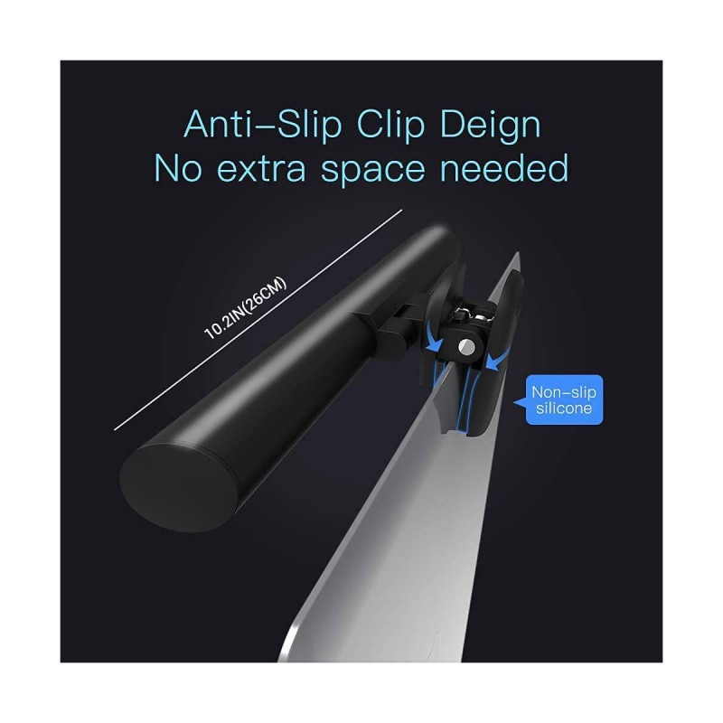 GloboStar® 76552 E-READING LIGHT Φωτιστικό Οθόνης με Χειριστήριο LED 5W 565lm 120° AC 5V IP20 CCT Θερμό Λευκό 2700K - Φυσικό Λευκό 4500K - Ψυχρό Λευκό 6000K Dimmable Μαύρο Πλαστικό Μ26 x Π4.5 x Υ4.5cm - 2 Xρόνια Εγγύηση