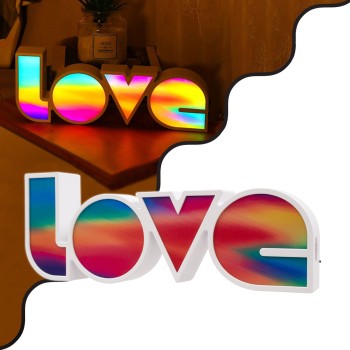 GLOBOSTAR® LOVE BOMBING 76553 Μοντέρνο Επιτραπέζιο Φωτιστικό Πορτατίφ LED 2W 120lm 180° DC 4.5V με Μπαταρίες 3xAAA IP20 Ψυχρό Λευκό 6000K - Πολύχρωμο - Μ36 x Π13.5 x Υ4.8cm - 2 Χρόνια Εγγύηση