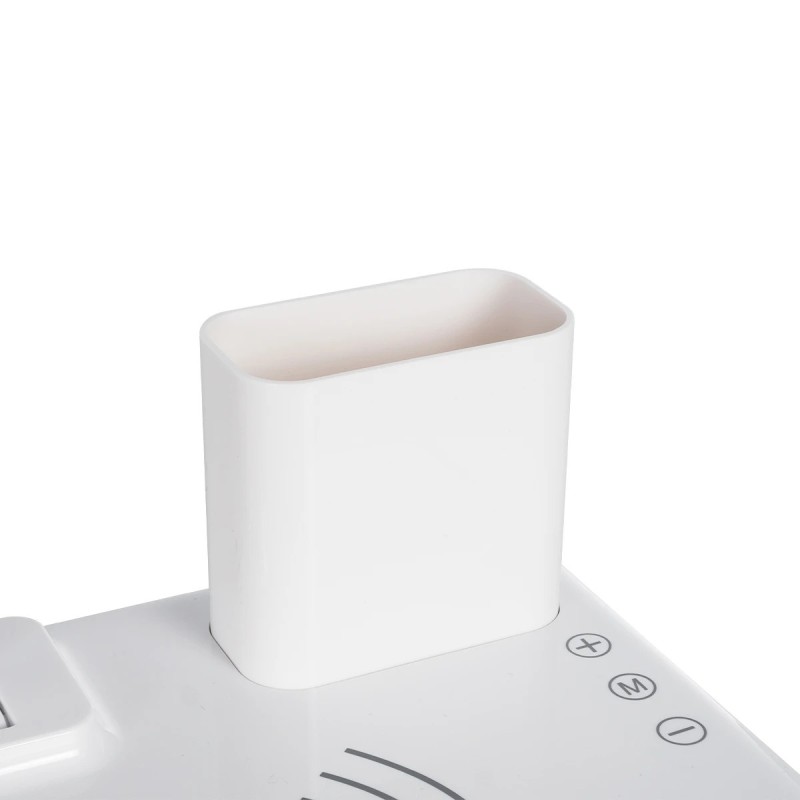 GLOBOSTAR® ZENTIME 76554 Μοντέρνο Επιτραπέζιο Φωτιστικό Γραφείου με Ασύρματη Φόρτιση 15W 3A & Ψηφιακό Ρολόι LED 3.5W 350lm 120° DC 5V με USB-C IP20 Ρυθμιζόμενο Λευκό CCT με Αφή 2700K/4500K/6000K Dimmable - Sanan SMD Chip - Μαύρο - Μ19.5 x Π14.5 x Υ38.