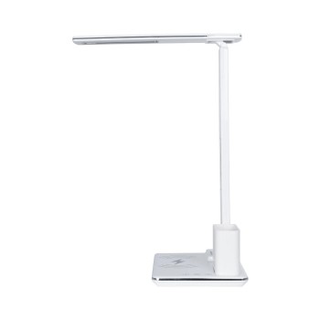 GLOBOSTAR® ZENTIME 76554 Μοντέρνο Επιτραπέζιο Φωτιστικό Γραφείου με Ασύρματη Φόρτιση 15W 3A & Ψηφιακό Ρολόι LED 3.5W 350lm 120° DC 5V με USB-C IP20 Ρυθμιζόμενο Λευκό CCT με Αφή 2700K/4500K/6000K Dimmable - Sanan SMD Chip - Μαύρο - Μ19.5 x Π14.5 x Υ38.