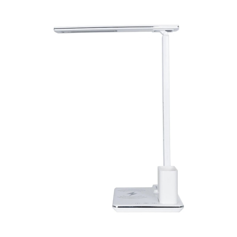 GLOBOSTAR® ZENTIME 76554 Μοντέρνο Επιτραπέζιο Φωτιστικό Γραφείου με Ασύρματη Φόρτιση 15W 3A & Ψηφιακό Ρολόι LED 3.5W 350lm 120° DC 5V με USB-C IP20 Ρυθμιζόμενο Λευκό CCT με Αφή 2700K/4500K/6000K Dimmable - Sanan SMD Chip - Μαύρο - Μ19.5 x Π14.5 x Υ38.