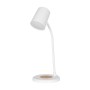 GLOBOSTAR® LUCORA 76555 Μοντέρνο Επιτραπέζιο Φωτιστικό Γραφείου με Ασύρματη Φόρτιση 10W 2A & 4W Bluetooth Ηχείο LED 3W 300lm 120° DC 5V με USB-C IP20 Ρυθμιζόμενο Λευκό CCT με Αφή 2700K/4500K/6000K Dimmable - Sanan SMD Chip - Λευκό - Μ12 x Π12 x Υ32cm 