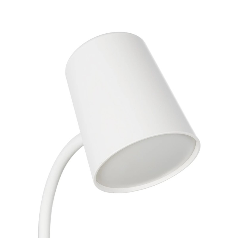 GLOBOSTAR® LUCORA 76555 Μοντέρνο Επιτραπέζιο Φωτιστικό Γραφείου με Ασύρματη Φόρτιση 10W 2A & 4W Bluetooth Ηχείο LED 3W 300lm 120° DC 5V με USB-C IP20 Ρυθμιζόμενο Λευκό CCT με Αφή 2700K/4500K/6000K Dimmable - Sanan SMD Chip - Λευκό - Μ12 x Π12 x Υ32cm