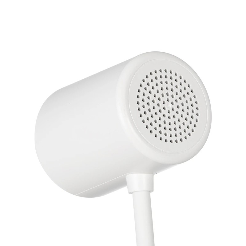 GLOBOSTAR® LUCORA 76555 Μοντέρνο Επιτραπέζιο Φωτιστικό Γραφείου με Ασύρματη Φόρτιση 10W 2A & 4W Bluetooth Ηχείο LED 3W 300lm 120° DC 5V με USB-C IP20 Ρυθμιζόμενο Λευκό CCT με Αφή 2700K/4500K/6000K Dimmable - Sanan SMD Chip - Λευκό - Μ12 x Π12 x Υ32cm