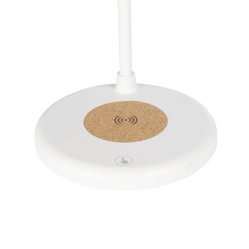 GLOBOSTAR® LUCORA 76555 Μοντέρνο Επιτραπέζιο Φωτιστικό Γραφείου με Ασύρματη Φόρτιση 10W 2A & 4W Bluetooth Ηχείο LED 3W 300lm 120° DC 5V με USB-C IP20 Ρυθμιζόμενο Λευκό CCT με Αφή 2700K/4500K/6000K Dimmable - Sanan SMD Chip - Λευκό - Μ12 x Π12 x Υ32cm