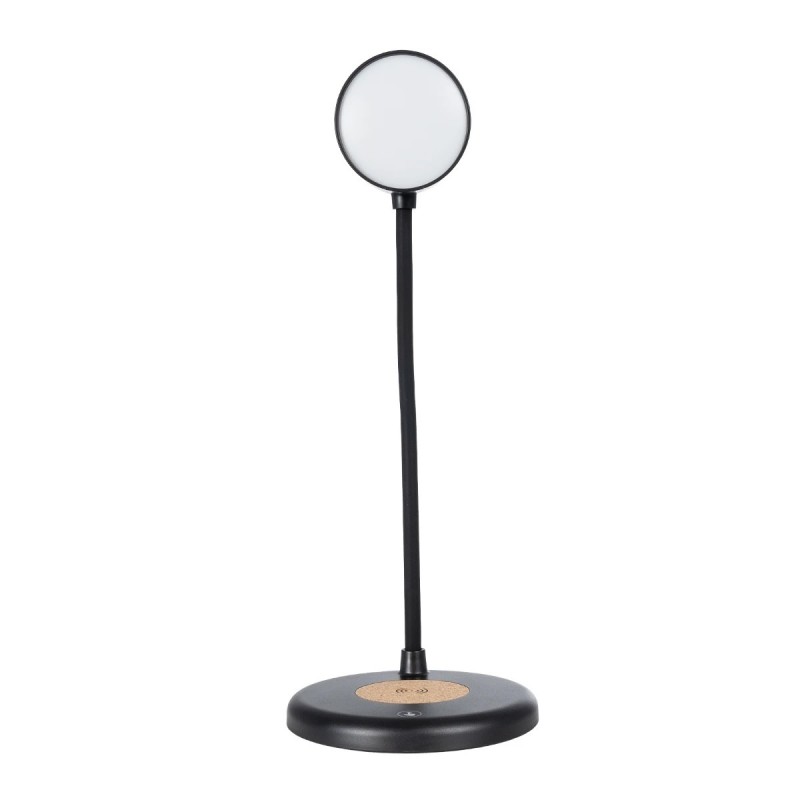 GLOBOSTAR® LUCORA 76556 Μοντέρνο Επιτραπέζιο Φωτιστικό Γραφείου με Ασύρματη Φόρτιση 10W 2A & 4W Bluetooth Ηχείο LED 3W 300lm 120° DC 5V με USB-C IP20 Ρυθμιζόμενο Λευκό CCT με Αφή 2700K/4500K/6000K Dimmable - Sanan SMD Chip - Μαύρο - Μ12 x Π12 x Υ32cm