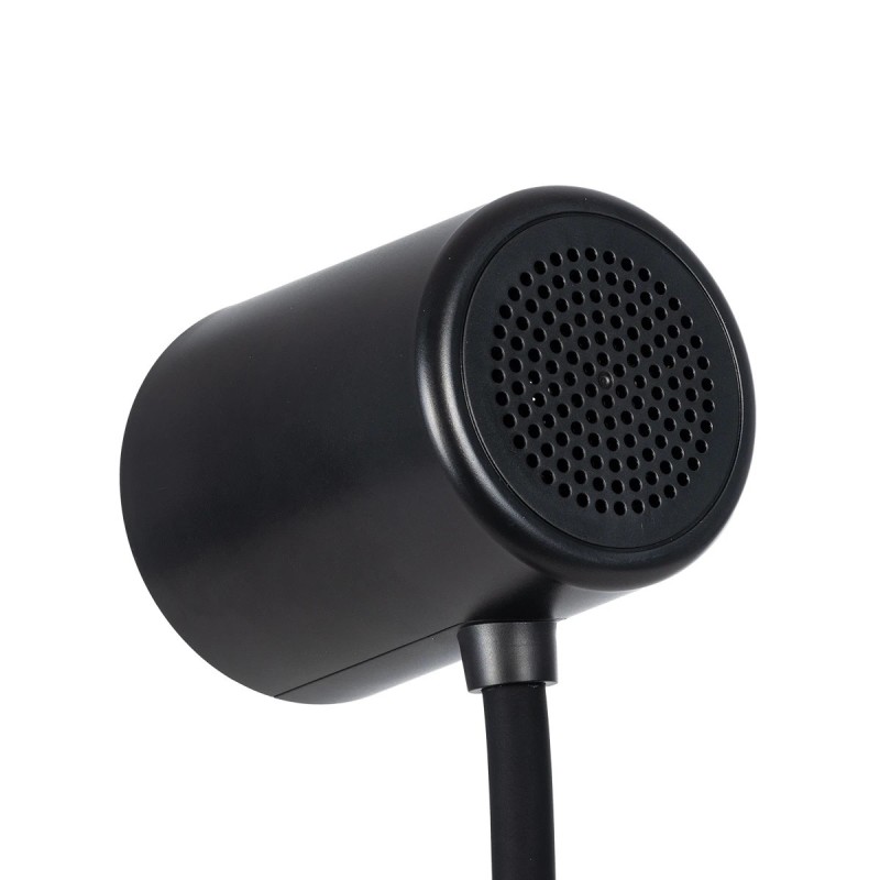 GLOBOSTAR® LUCORA 76556 Μοντέρνο Επιτραπέζιο Φωτιστικό Γραφείου με Ασύρματη Φόρτιση 10W 2A & 4W Bluetooth Ηχείο LED 3W 300lm 120° DC 5V με USB-C IP20 Ρυθμιζόμενο Λευκό CCT με Αφή 2700K/4500K/6000K Dimmable - Sanan SMD Chip - Μαύρο - Μ12 x Π12 x Υ32cm