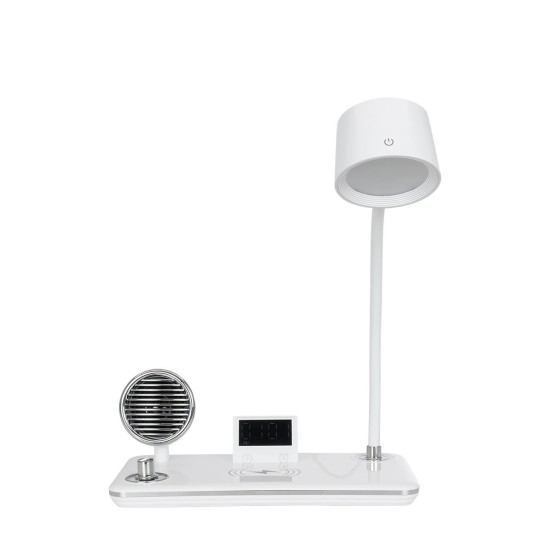 GLOBOSTAR® OLDY 76557 Μοντέρνο Επιτραπέζιο Φωτιστικό Γραφείου με Ασύρματη Φόρτιση 15W 3A, 5W Bluetooth Ηχείο & Ψηφιακό Ρολόι LED 3W 300lm 120° DC 5V με USB-C IP20 Ρυθμιζόμενο Λευκό CCT με Αφή 2700K/4500K/6000K Dimmable - Sanan SMD Chip - Λευκό - Μ13 x GLOBOSTAR® OLDY 76557 Μοντέρνο Επιτραπέζιο Φωτιστικό Γραφείου με Ασύρματη Φόρτιση 15W 3A, 5W Bluetooth Ηχείο & Ψηφιακό Ρολόι LED 3W 300lm 120° DC 5V με USB-C IP20 Ρυθμιζόμενο Λευκό CCT με Αφή 2700K/4500K/6000K Dimmable - Sanan SMD Chip - Λευκό - Μ13 x