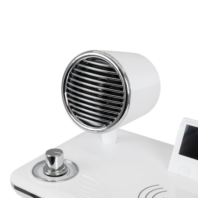 GLOBOSTAR® OLDY 76557 Μοντέρνο Επιτραπέζιο Φωτιστικό Γραφείου με Ασύρματη Φόρτιση 15W 3A, 5W Bluetooth Ηχείο & Ψηφιακό Ρολόι LED 3W 300lm 120° DC 5V με USB-C IP20 Ρυθμιζόμενο Λευκό CCT με Αφή 2700K/4500K/6000K Dimmable - Sanan SMD Chip - Λευκό - Μ13 x