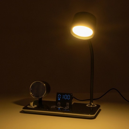 GLOBOSTAR® OLDY 76563 Μοντέρνο Επιτραπέζιο Φωτιστικό Γραφείου με Ασύρματη Φόρτιση 15W 3A, 5W Bluetooth Ηχείο & Ψηφιακό Ρολόι LED 3W 300lm 120° DC 5V με USB-C IP20 Ρυθμιζόμενο Λευκό CCT με Αφή 2700K/4500K/6000K Dimmable - Sanan SMD Chip - Μαύρο - Μ13 x GLOBOSTAR® OLDY 76563 Μοντέρνο Επιτραπέζιο Φωτιστικό Γραφείου με Ασύρματη Φόρτιση 15W 3A, 5W Bluetooth Ηχείο & Ψηφιακό Ρολόι LED 3W 300lm 120° DC 5V με USB-C IP20 Ρυθμιζόμενο Λευκό CCT με Αφή 2700K/4500K/6000K Dimmable - Sanan SMD Chip - Μαύρο - Μ13 x
