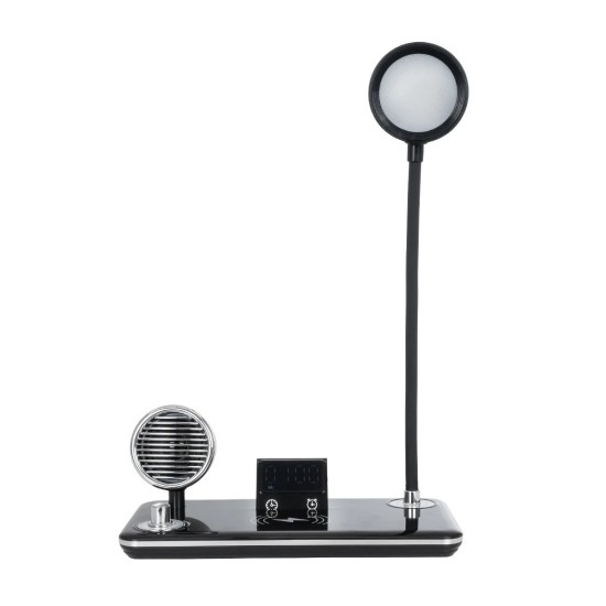 GLOBOSTAR® OLDY 76563 Μοντέρνο Επιτραπέζιο Φωτιστικό Γραφείου με Ασύρματη Φόρτιση 15W 3A, 5W Bluetooth Ηχείο & Ψηφιακό Ρολόι LED 3W 300lm 120° DC 5V με USB-C IP20 Ρυθμιζόμενο Λευκό CCT με Αφή 2700K/4500K/6000K Dimmable - Sanan SMD Chip - Μαύρο - Μ13 x GLOBOSTAR® OLDY 76563 Μοντέρνο Επιτραπέζιο Φωτιστικό Γραφείου με Ασύρματη Φόρτιση 15W 3A, 5W Bluetooth Ηχείο & Ψηφιακό Ρολόι LED 3W 300lm 120° DC 5V με USB-C IP20 Ρυθμιζόμενο Λευκό CCT με Αφή 2700K/4500K/6000K Dimmable - Sanan SMD Chip - Μαύρο - Μ13 x