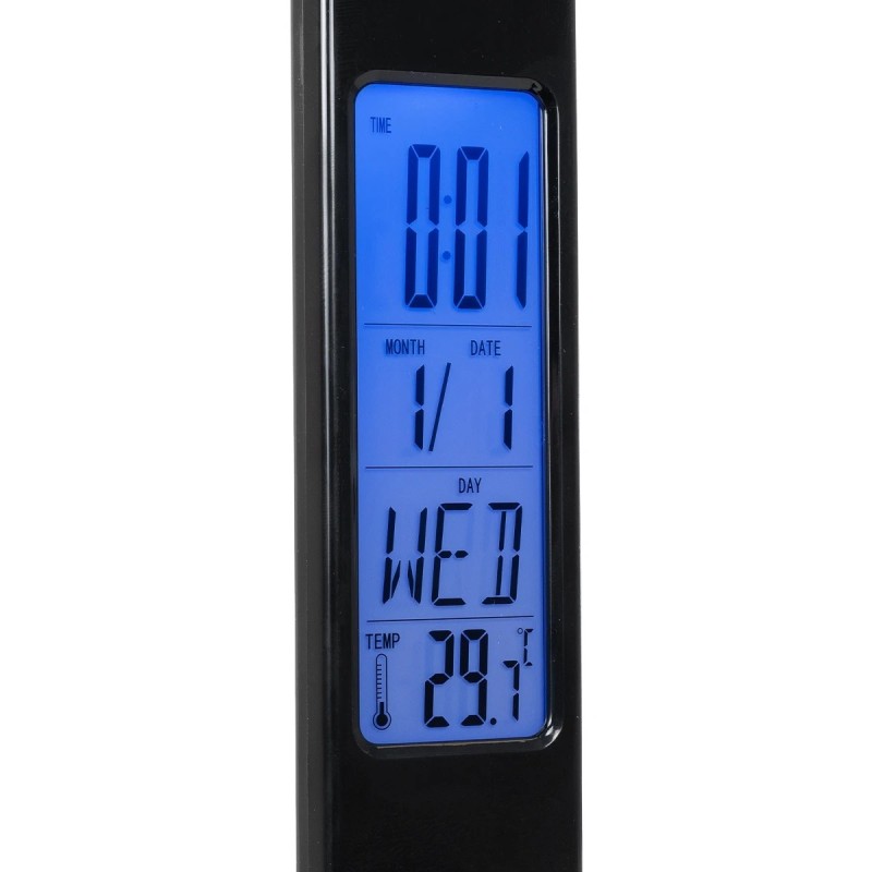 GLOBOSTAR® ZENTIME 76564 Μοντέρνο Επιτραπέζιο Φωτιστικό Γραφείου με Ασύρματη Φόρτιση 10W 2A & Ψηφιακό Ρολόι LED 3.5W 350lm 120° DC 5V με USB-C IP20 Ρυθμιζόμενο Λευκό CCT με Αφή 2700K/4500K/6000K Dimmable - Sanan SMD Chip - Μαύρο - Μ18 x Π12 x Υ40cm -