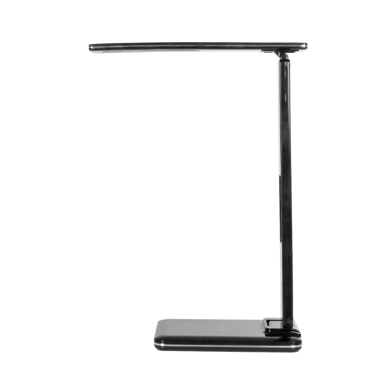 GLOBOSTAR® ZENTIME 76564 Μοντέρνο Επιτραπέζιο Φωτιστικό Γραφείου με Ασύρματη Φόρτιση 10W 2A & Ψηφιακό Ρολόι LED 3.5W 350lm 120° DC 5V με USB-C IP20 Ρυθμιζόμενο Λευκό CCT με Αφή 2700K/4500K/6000K Dimmable - Sanan SMD Chip - Μαύρο - Μ18 x Π12 x Υ40cm -