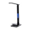 GLOBOSTAR® ZENTIME 76564 Μοντέρνο Επιτραπέζιο Φωτιστικό Γραφείου με Ασύρματη Φόρτιση 10W 2A & Ψηφιακό Ρολόι LED 3.5W 350lm 120° DC 5V με USB-C IP20 Ρυθμιζόμενο Λευκό CCT με Αφή 2700K/4500K/6000K Dimmable - Sanan SMD Chip - Μαύρο - Μ18 x Π12 x Υ40cm -