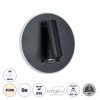 GLOBOSTAR® LADY-R 60938 Μοντέρνο Φωτιστικό Τοίχου - Απλίκα Ξενοδοχείου Reading Light με Φορτιστή USB 3A LED 6W 600lm 36° & 360° AC 220-240V IP20 Φυσικό Λευκό 4500K - Bridgelux COB Chip & TÜV SÜD Driver - Μαύρο Ματ - Μ15 x Π15 x Υ7cm - 3 Χρόνια Εγγ