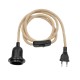 GLOBOSTAR® WHIP 77660 Μοντέρνο DIY Φωτιστικό με Υφασμάτινο Καλώδιο, Ντουί 1 x E27, Διακόπτη On/Off & Πρίζα AC 220-240V IP20 - Μπεζ & Μαύρο - Μ140 x Π5.8 x Υ5.8cm