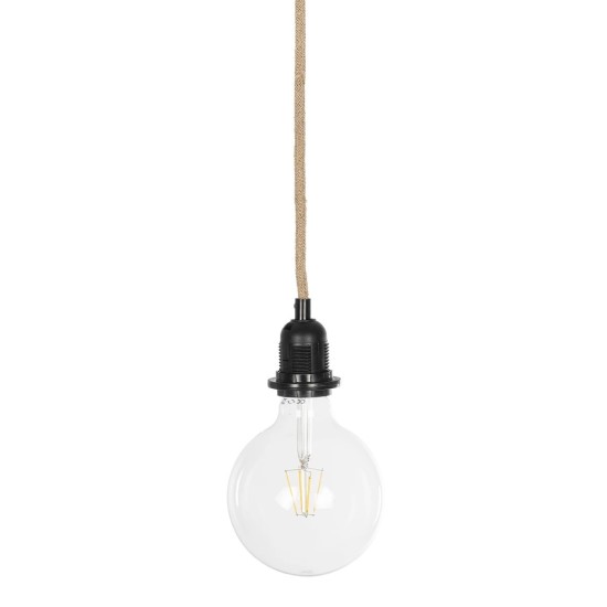 GLOBOSTAR® WHIP 77660 Μοντέρνο DIY Φωτιστικό με Υφασμάτινο Καλώδιο, Ντουί 1 x E27, Διακόπτη On/Off & Πρίζα AC 220-240V IP20 - Μπεζ & Μαύρο - Μ140 x Π5.8 x Υ5.8cm