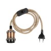 GLOBOSTAR® WHIP 77662 Μοντέρνο DIY Φωτιστικό με Υφασμάτινο Καλώδιο, Ντουί 1 x E27, Διακόπτη On/Off & Πρίζα AC 220-240V IP20 - Μπεζ & Χάλκινο - Μ150 x Π5 x Υ5cm